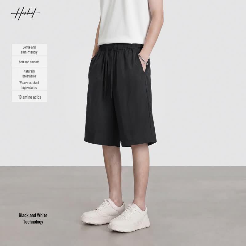 HERBEL Men s Silk Blend Casual Shorts 165/S чёрный