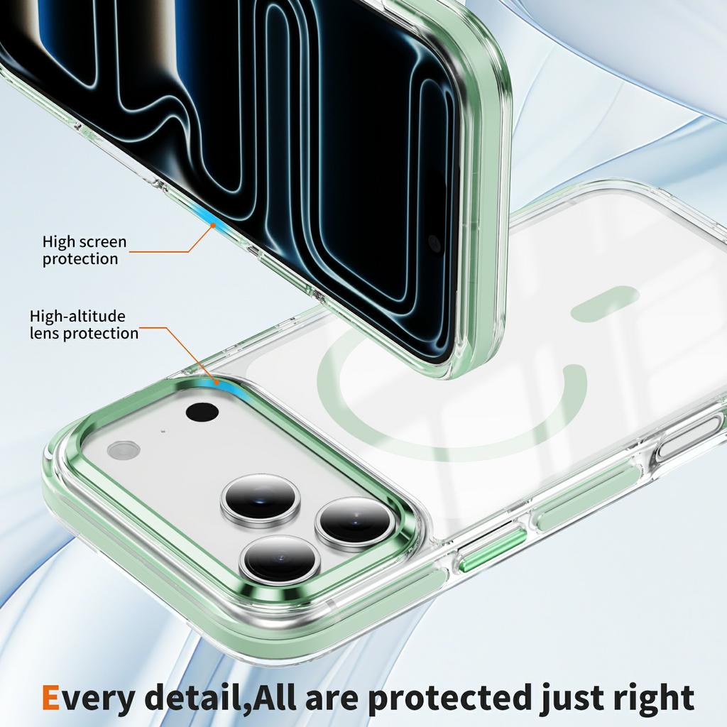 For iPhone 17 Pro Case Compatible with MagSafe TPU PC Acrylic Shockproof Clear Phone Back Cover
