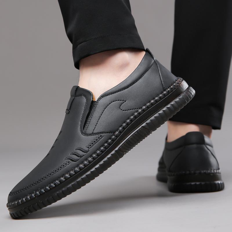 Fashion Mens Leather Shoes New Arrival Casual Office Shoes Business Men Slip-on Walking Shoes All-Match Loafers Handmade Dress Flats