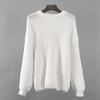 O-Neck Long Sleeve Knitted Sweater Ribbed Edge Solid Color Coarse Yarn Women Sweater Female Clothing