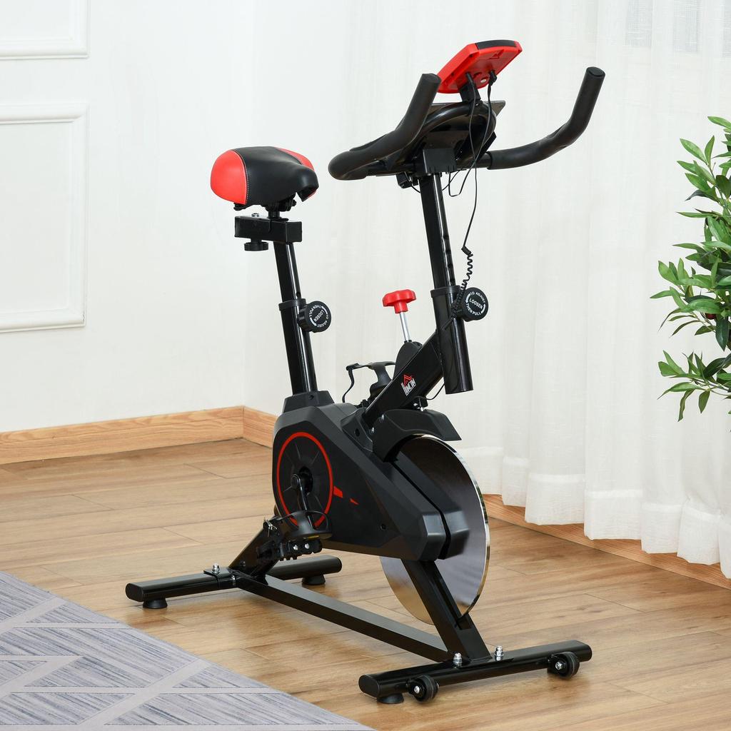 HOMCOM Exercise Bike, Fitness Bike with LCD Display, Heart Rate Sensor