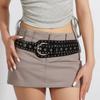 PU Leather Women's Waist Belt Studded Design Dress Jeans Waistband  Jeans Accessory