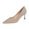 Fashion Point-toe Women's Sandals Nightclub Show Thin Stiletto Women's Single Shoes Rhinestone Sequin High-heeled Shoes