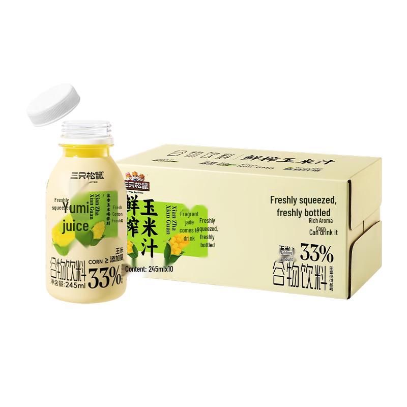 Three Squirrels Fresh Corn Juice Drink, 245g x 10 Bottles