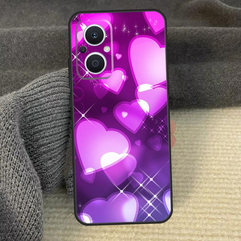 STARS HEARTS BLING GLITTER Cover For OPPO Reno 13F 12F 14F 11F 8T 7 8 10 11 12 13 14 Pro OPPO Find X5 X6 X8 X9 Pro Case