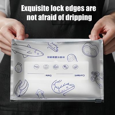 Aluminum Foil Sealable Bags Leakproof Reusable Sealed Bags Stand Up Vacuum Pouches with Zipper And Label for Vegetable Fruit Meat Storage
