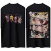2026 New Summer Japanese Anime Demon Slayer Partner Team Battle Tshirt Pure Cotton Round Neck Childrens Parent Child Tshirt