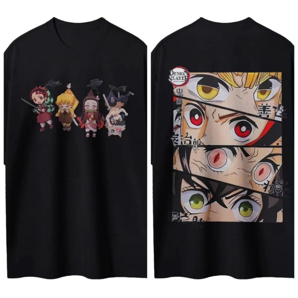 2026 New Summer Japanese Anime Demon Slayer Partner Team Battle Tshirt Pure Cotton Round Neck Childrens Parent Child Tshirt