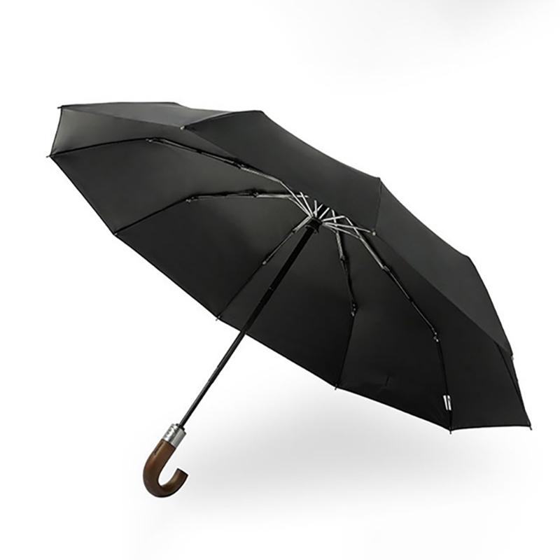 Luxury Automatic Umbrella, Parachase Wooden Handle Sun Umbrella, UV Protection, Outdoor Golf Parasol Umbrellas Free Shipping