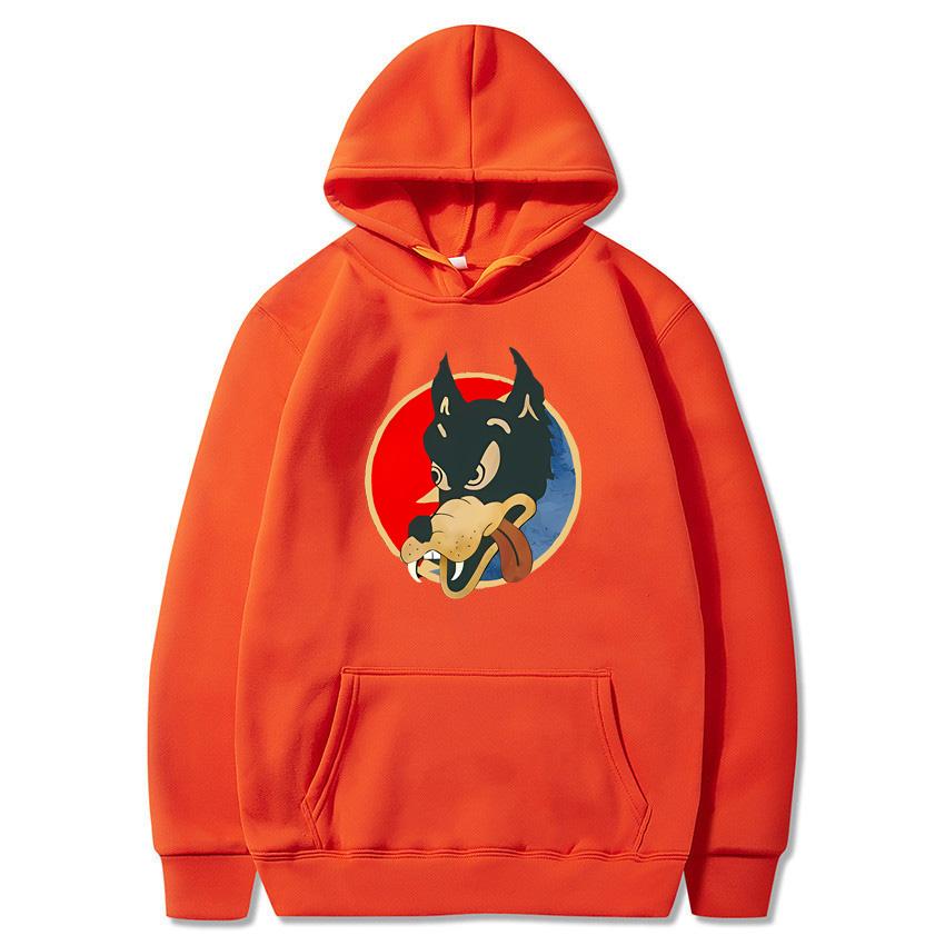 2025 Autumn/Winter Solid Color Wolf Head Classic Hoodie Men's Daily Casual Harajuku Hoodie Y2K Street Wear Warm Hoodie