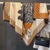 90×90Cm  Retro Double-Sided Printed Scarf Neck Scarf High-End Fashion Age-Reducing Silk Scarf Fashionable Scarf With Shawl