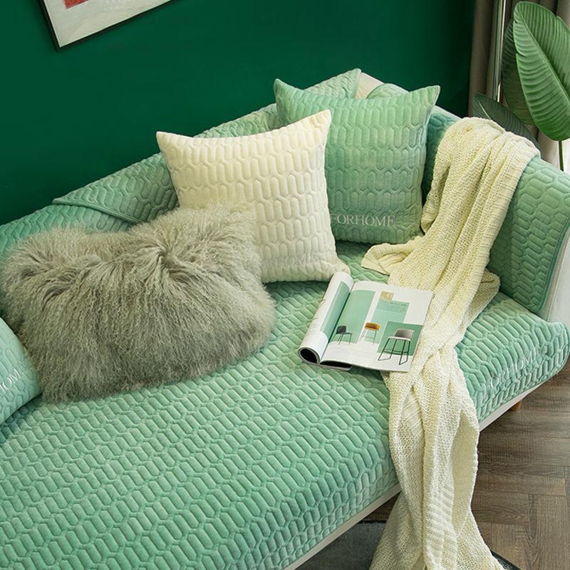 Plush Sofa Cushion Modern Solid Color Fabric Anti-slip Cushion Universal Living Room Thickening High-quality Sofa Decoration