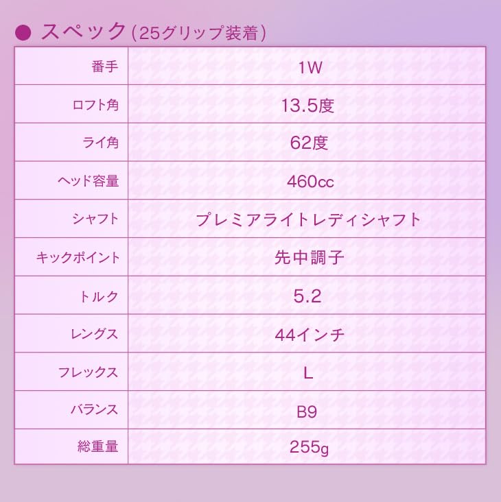 Dyna Golf Ultra High Repulsion Dynamics Femina Prestige Driver with Premier Light Lady Shaft, 13.5° L, and Golf Pride 25g Grip