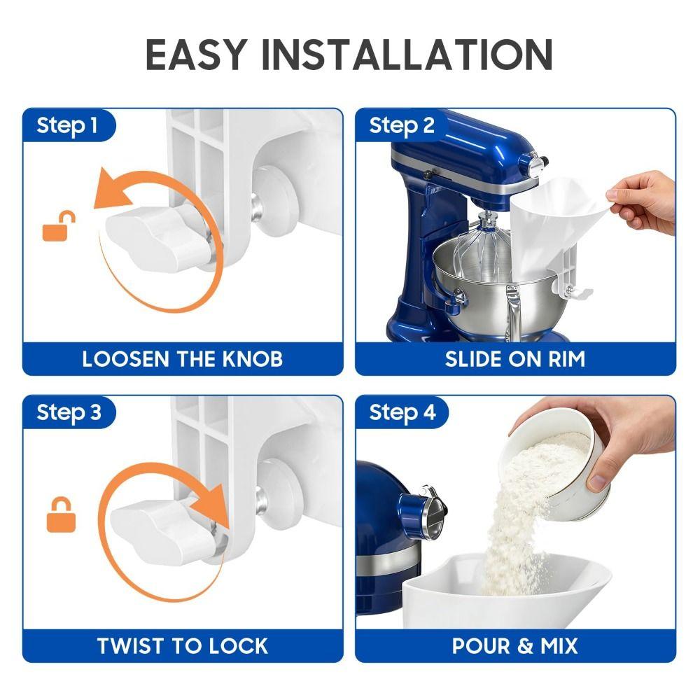 Spill-Proof Stand Mixer Funnel Precise Pouring Mixing Bowl Kitchen Aid  Baking Accessory