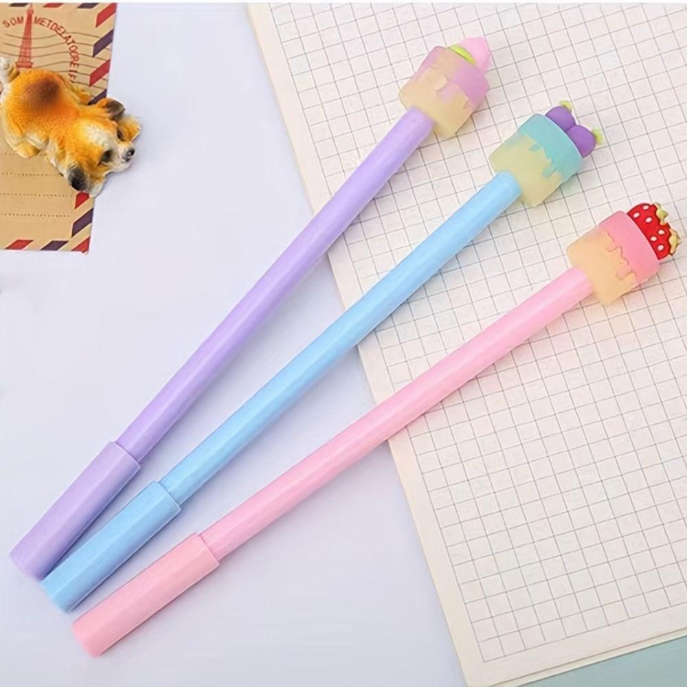 

3pcs Black Ink Neutral Gel Pens Writing Smoothly Ballpoint Pen Cartoon Signature Pen Student синий