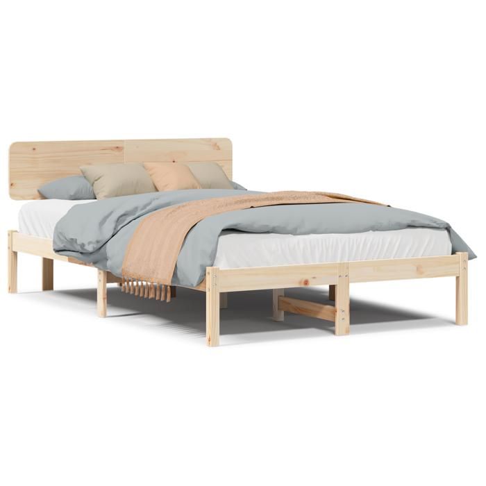 VidaXL Cadre de Lit avec Tête de Lit 120x200 cm Bois de pin massif 872107