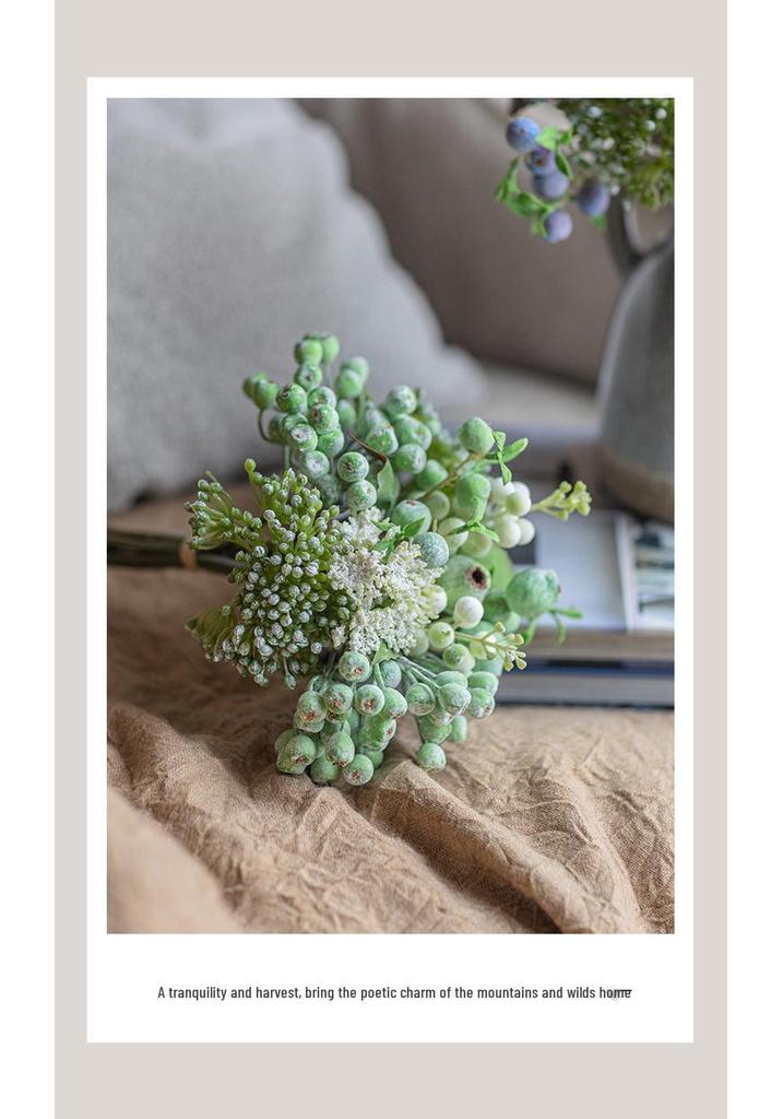 Bionic Blueberry Artificial Flowers for Living Room Decoration - Dried Flower Bouquets Arrangement