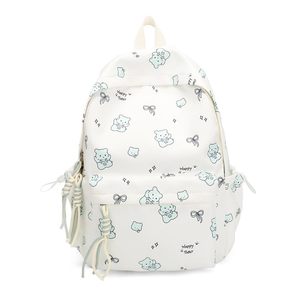 Schoolbag cute cartoon print casual backpack Korean version ins Harajuku versatile soft girl schoolbag large capacity lightweight backpack