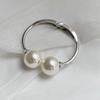 Elegant Open Bangle with Two Large Pearls