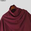 INCERUN Men Cowl Collar 3/4 Sleeve Gothic Casual Loose T-shirts Tops