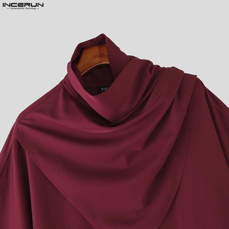 INCERUN Men Cowl Collar 3/4 Sleeve Gothic Casual Loose T-shirts Tops