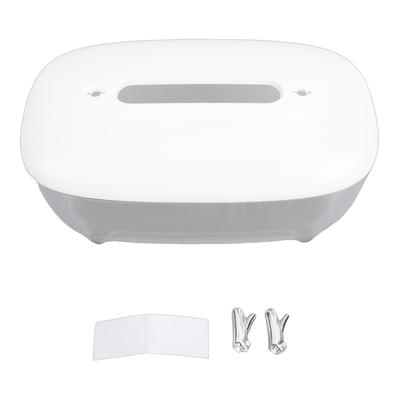Stylish Tissue Box Cover Clear View Tissue Box Dispenser Holder Organizer with Anti Slip Bottom for Facial Tissue White