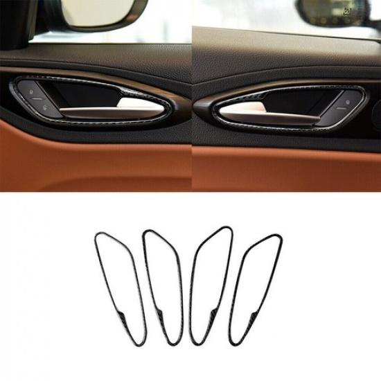 4Pcs For Alfa Romeo Giulia 2017-19 Carbon Fiber Interior Door Handle Cover Trim