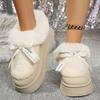 Fashion New Thick Bottom Fur Cotton Padded Shoes Women Bowknot Non Slip Thick Plush Snow Boots Woman Slip On Warm Platform Ankle Boots