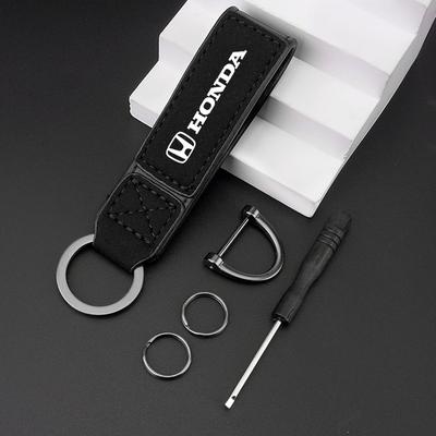 AAAJT1 Suede Car Emblem Keychain Buckle Key Ring For Civic Fit Jazz Accord Pilot CRV Odyssey Shuttle HRV Fk7 Fk2 Mugen Fk8 Type R