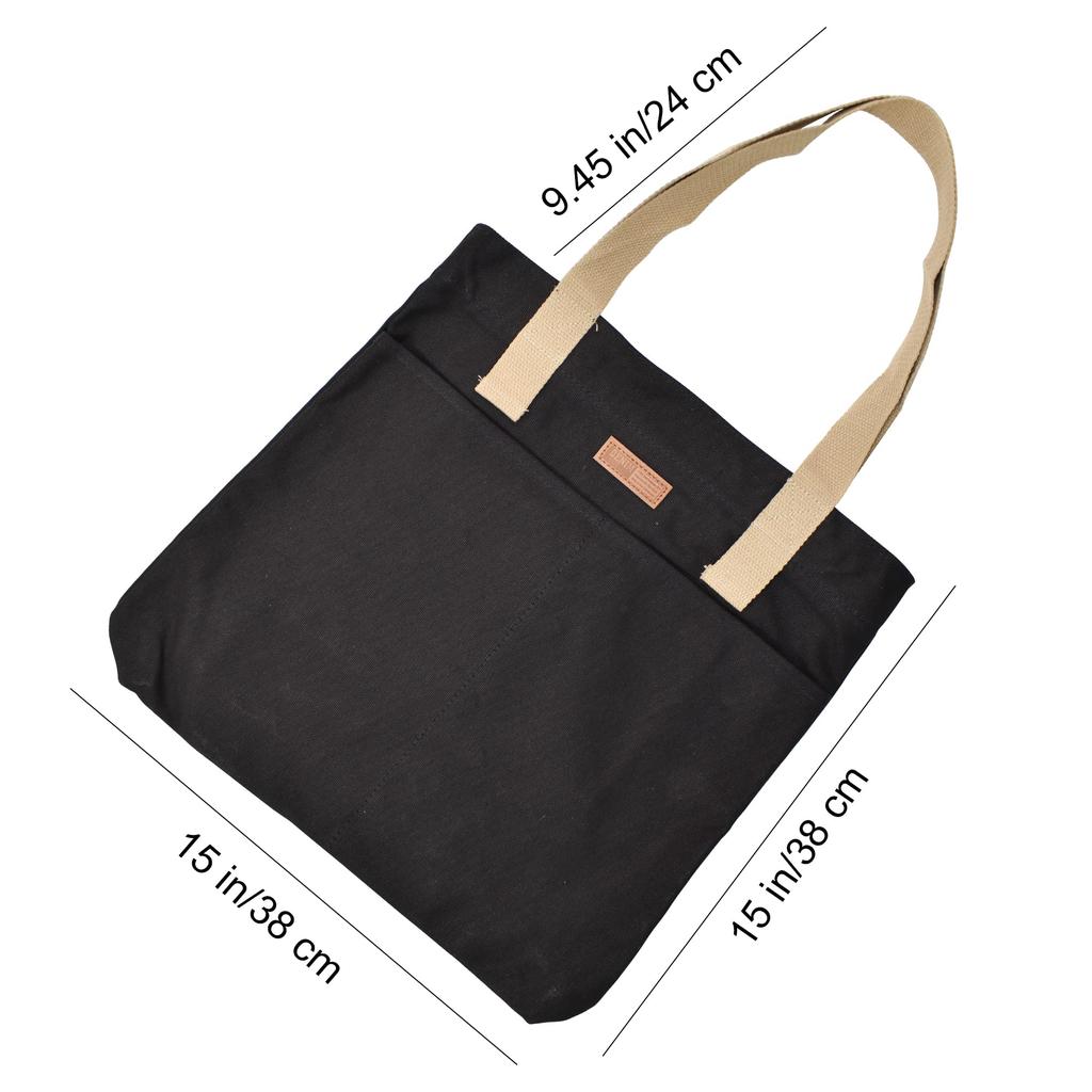 Enkrio Canvas Tote Bag, Shopping Bag, Large Capacity, A4 Size, Multiple Storage Pockets, Shoulder Bag, Handbag, Stylish for Men and Women, School or
