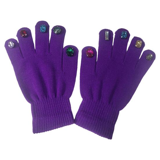 Faux Diamond Knitted Gloves Women Cotton Thickened Winter Gloves Windproof Riding Outdoor Mittens Fashion Accessories