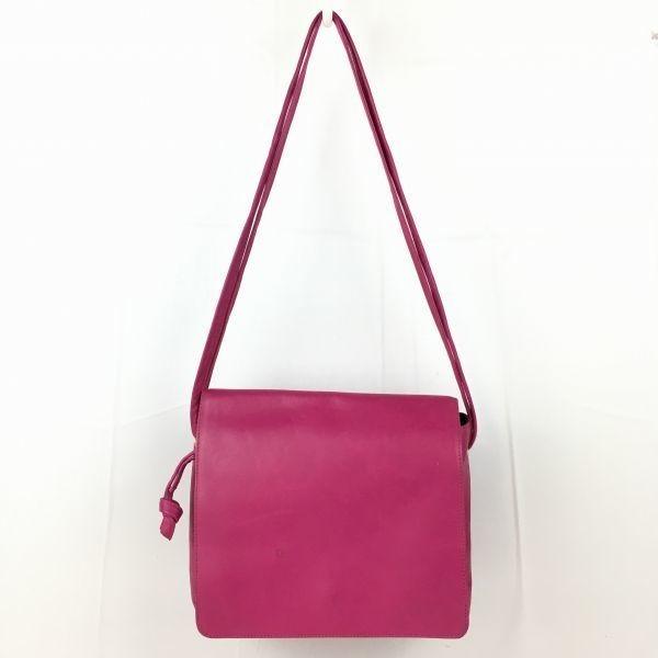 EPISODE Italy Made Leather Shoulder Bag Dark Pink Plain Adjustable Strap Length(USED)