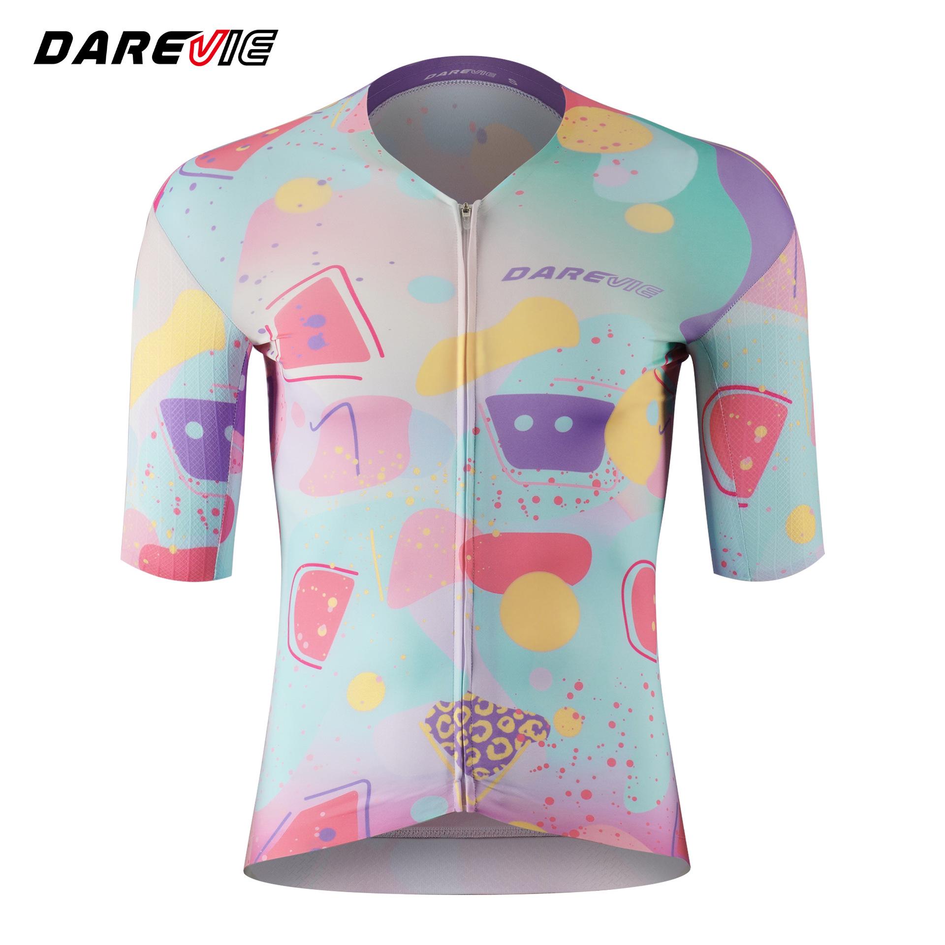 2026 Darevie Men s Lightweight Quick-Dry Short Sleeve Cycling Jersey - Breathable, Close-Fitting, Summer Top XS (European)