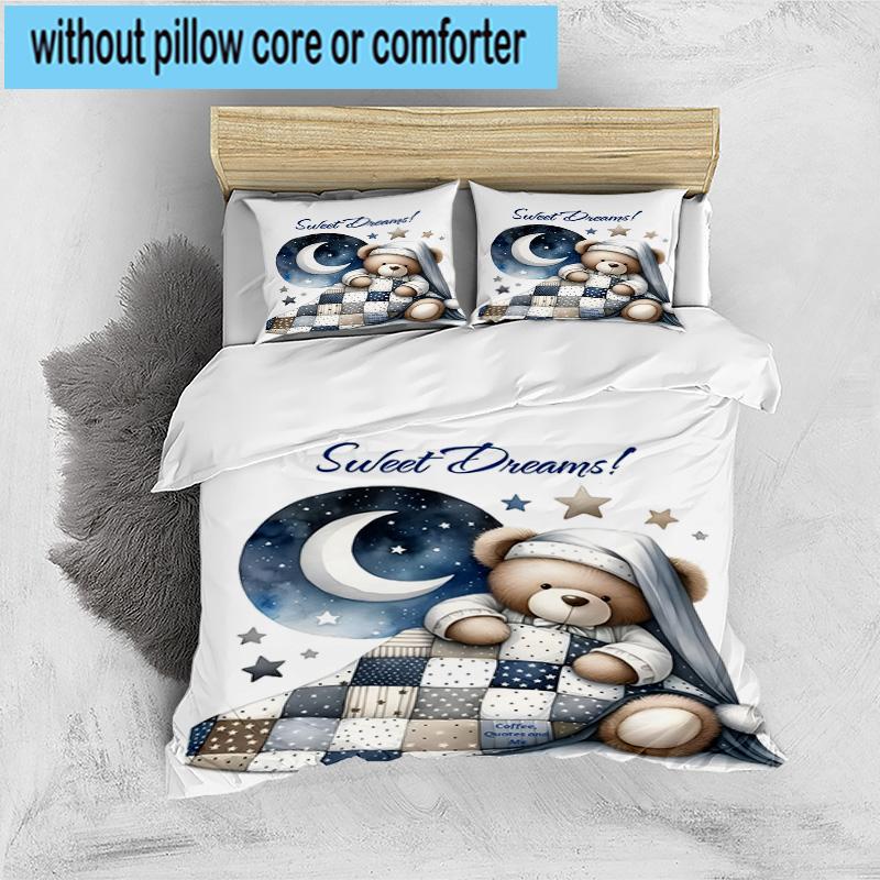 3PCS Teddy Bear Night Sky 3pcs Bedding,Including 3PCS Duvet Cover And 2pcs Pillowcases Perfect for Christmas,Ideal for Bedroom, Dormitory