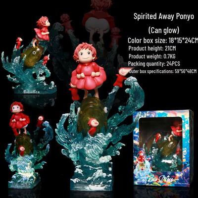 Ponyo and Sosuke Luminous Anime Statue - Exquisite Gift Figure Ornament