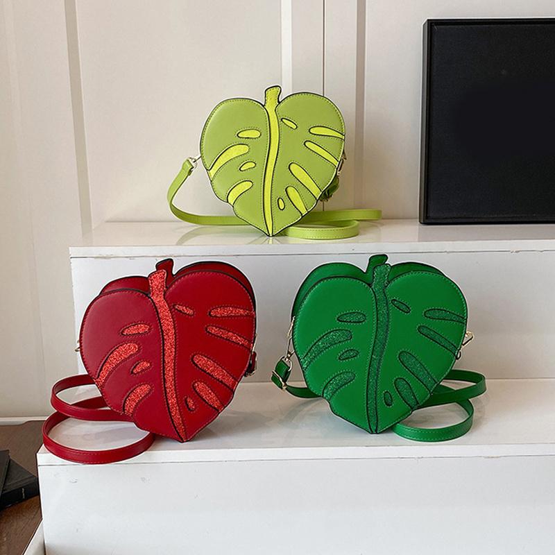 Leaf Shape Crossbody Bag Creative Brand Fashion Design Women Multiple Colors Elegant Mini Handbag Messenger Bag AVE