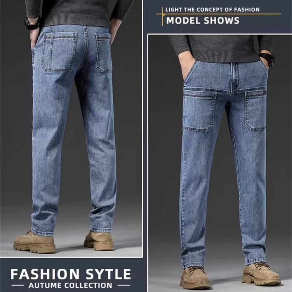 Nuovi Jeans da Uomo in Denim 2024 Skinny a Vita Media con 6 Tasche, Pantaloni a Vita Alta Elasticizzati, Pantaloni Slim Moda Uomo