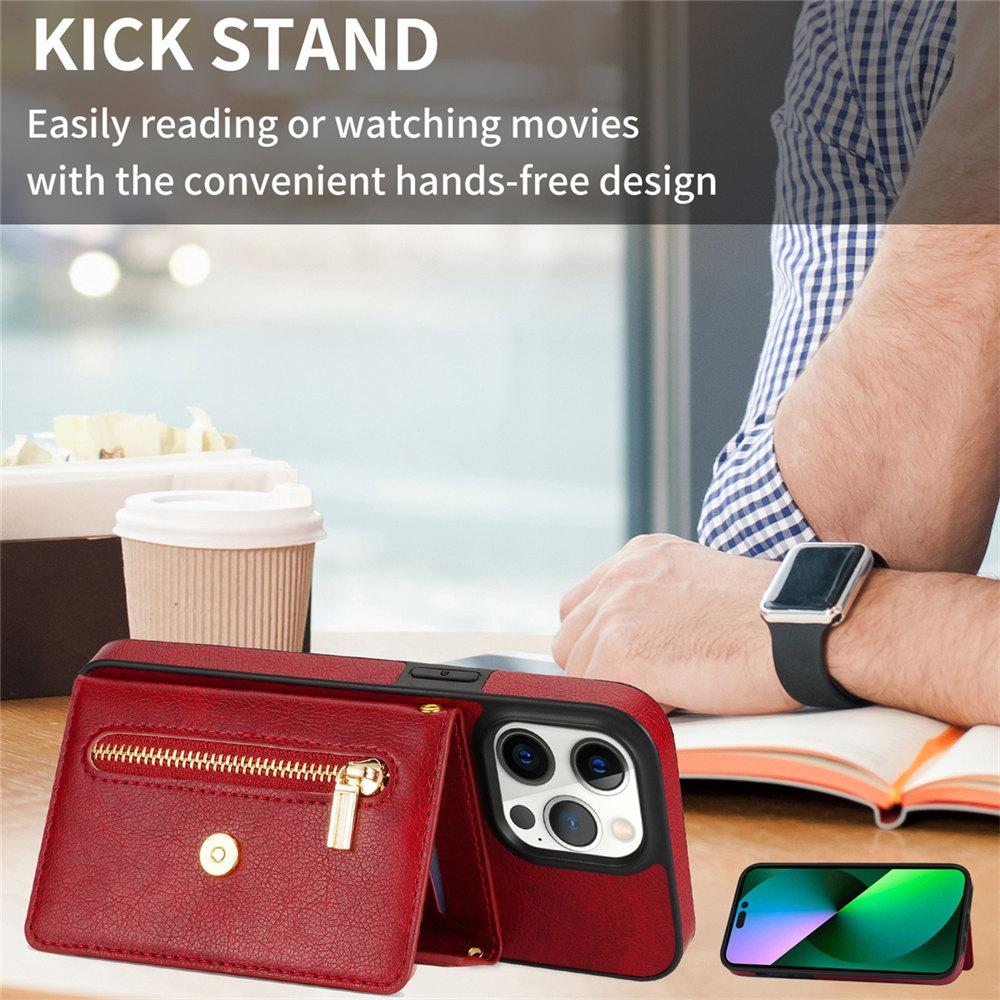Zipper Crossbody Kickstand Case For iPhone 16 15 14 Plus 13 12 11 Pro Max XR XS 7 8 Long Lanyard Wallet Cards Slot Cover