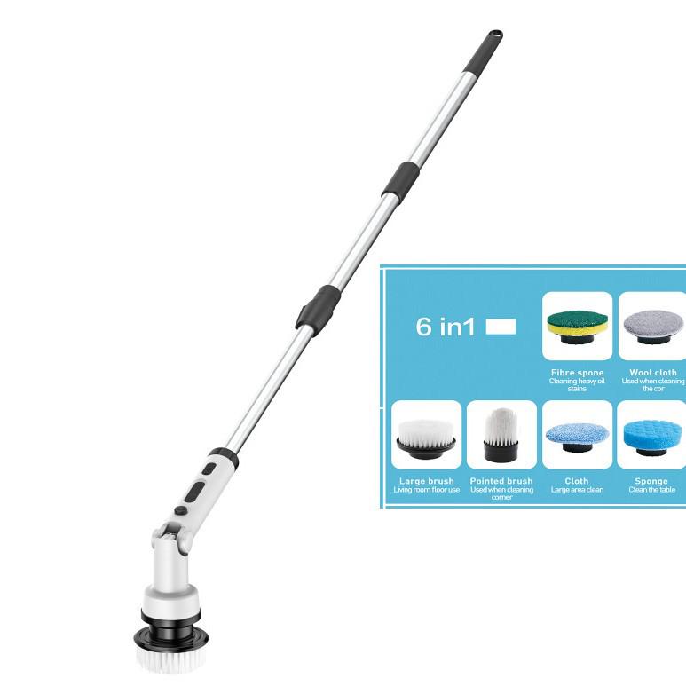 Foldable Wireless Electric Cleaning Brush - Handheld, Long-Handle, Rotating for Kitchen & Bathroom Use