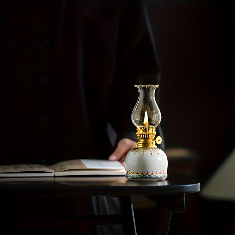 Vintage Blue and White Ceramic Lamp Suitable for Home Desktop Decorative Lighting Altar Ceramic Lamp Stand Candle Holder
