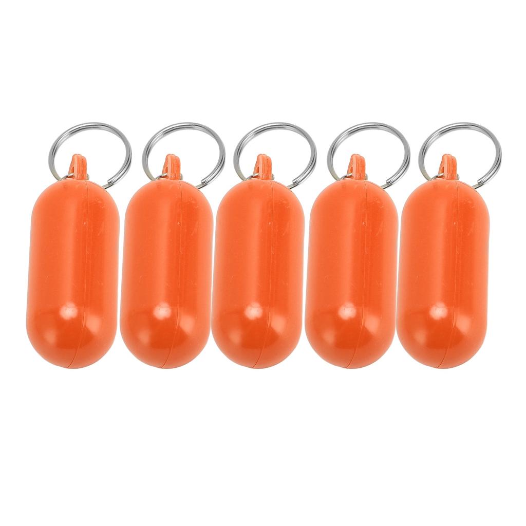 5Pcs Plastic Key Float Floats Keychain Floating Key Chain for Swimming Beach Outings Water Sports Orange