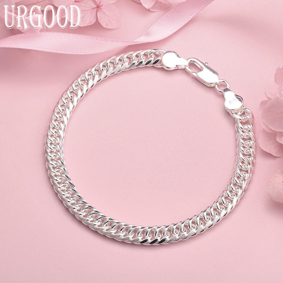 925 Sterling Silver Side Chain Bracelet Wedding Jewelry