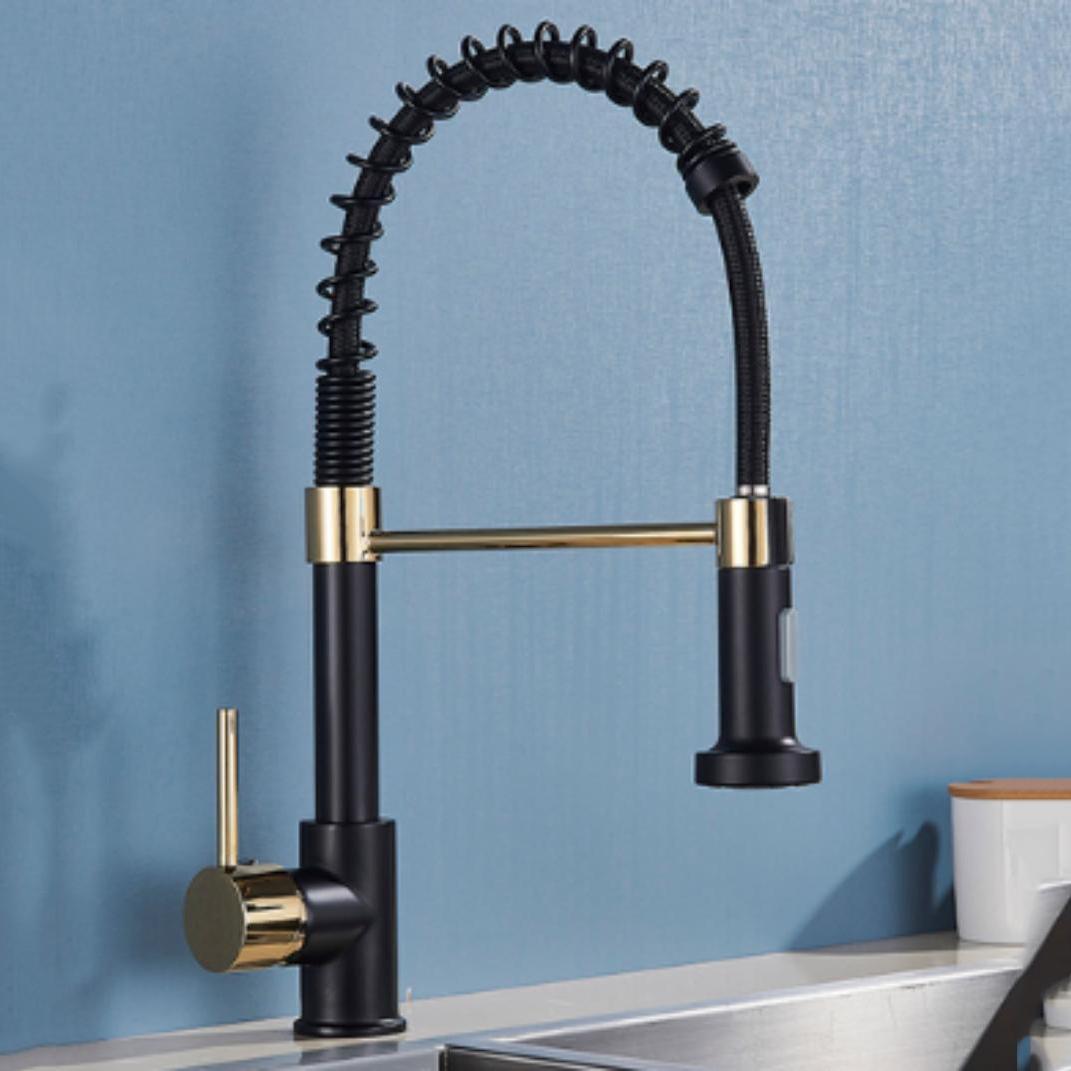 

Kitchen Faucet Pull Out Stream Sprayer Deck Mounted Matte Black Mixer Tap 360 Degree Rotation Kitchen Sink Hot Cold Taps