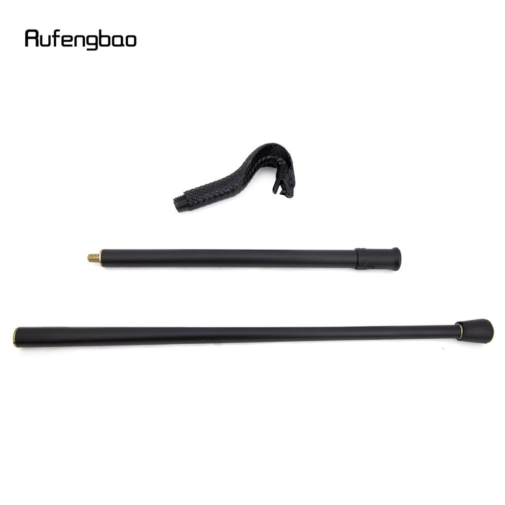 Bastion de mers de modă negru de lux cu mâner de șarpe pentru petrecere Baston decorativ Elegant cu buton de cârjă Baston de mers 94cm