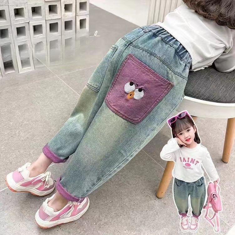 Girls' Pants Spring and Autumn Children's Jeans Versatile Pants Stylish Baby