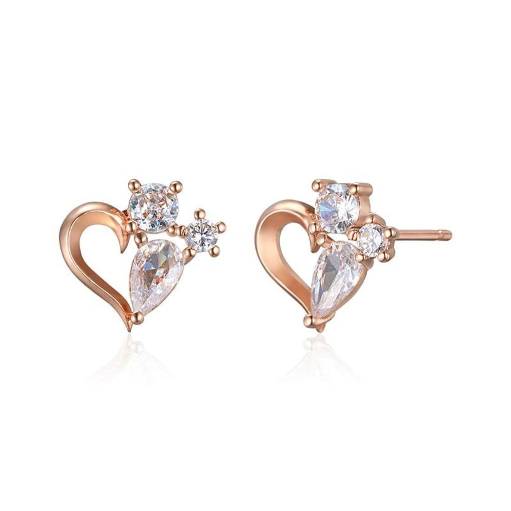 

[CRANNE] 14K GF Heart Cubic Stone Earrings C24EGF214