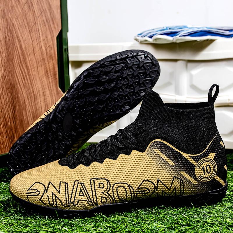 Herren Fußballschuhe mit Sockenmund, weiche Gummisohle, kurzgenagelte Kunstrasen-Fußballschuhe aus Leder für Jugendliche und Kinder