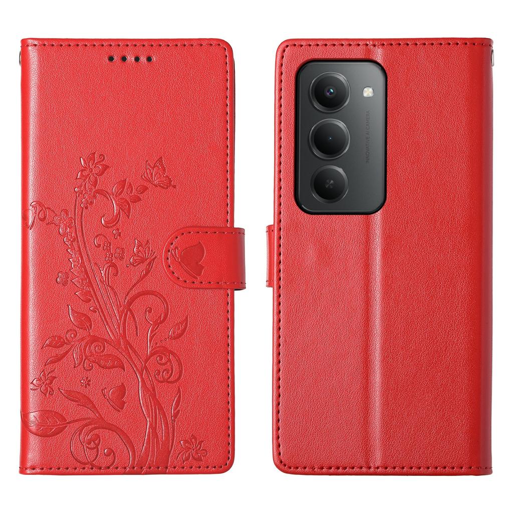Für Xiaomi Redmi 15 5G (Global) (169mm) Brieftasche Hülle Schmetterling Floral Prägung PU Leder Handyhülle mit Handschlaufe