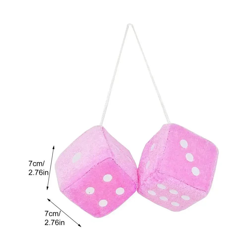 Car Rear View Mirror Dice Hanger Pendant Auto Plush Dice Ornaments Suction Cup Dice Decoration Key Chains For Car Interior