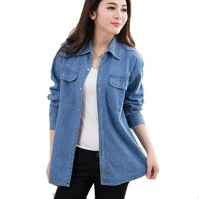 Brand Women Denim Jackets Spring Autumn Solid Color Coat  Female Plus Size Loose Coats